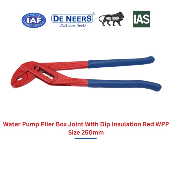 Water Pump Plier Box Joint With Dip Insulation Red WPP Size 250mm De Neers (HSN 8203) - Image 3