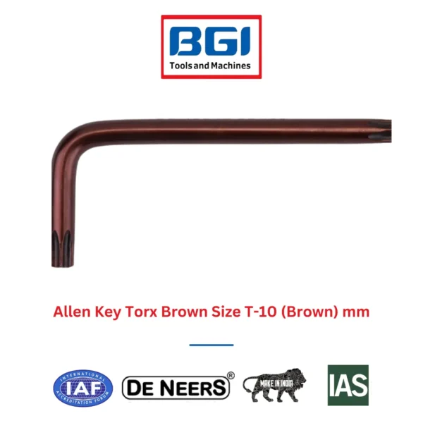 Allen Key Torx Brown Size T-10 (Brown) mm De Neers (HSN 8204)