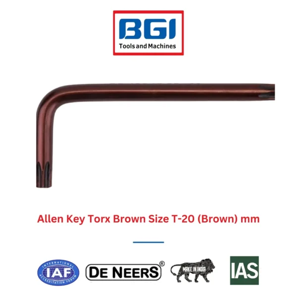 Allen Key Torx Brown Size T-20 (Brown) mm De Neers (HSN 8204)