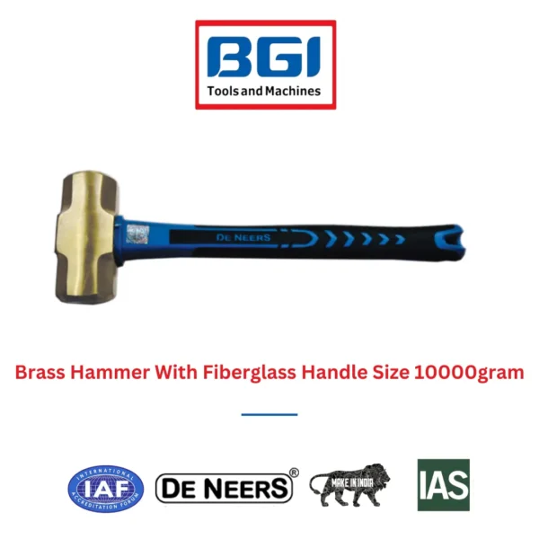 Brass Hammer With Fiberglass Handle Size 10000gram De Neers (HSN 8205)