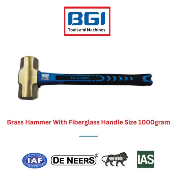 Brass Hammer With Fiberglass Handle Size 1000gram De Neers (HSN 8205)