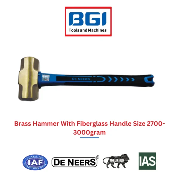 Brass Hammer With Fiberglass Handle Size 2700-3000gram De Neers (HSN 8205)