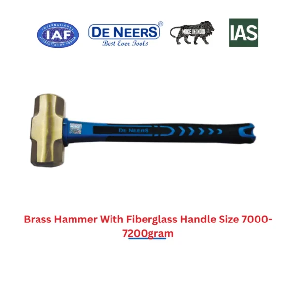 Brass Hammer With Fiberglass Handle Size 7000-7200gram De Neers (HSN 8205) - Image 3