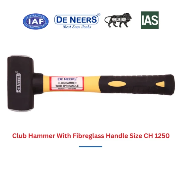 Club Hammer With Fibreglass Handle Size CH 1250 De Neers (HSN 8205) - Image 3