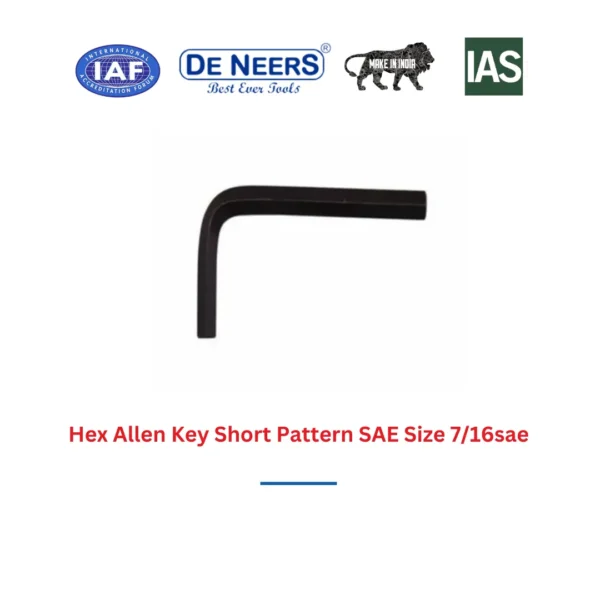 Hex Allen Key Short Pattern SAE Size 7/16sae De Neers (HSN 8204) - Image 3