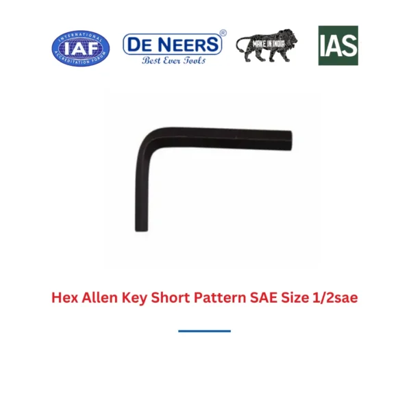 Hex Allen Key Short Pattern SAE Size 1/2sae De Neers (HSN 8204) - Image 3