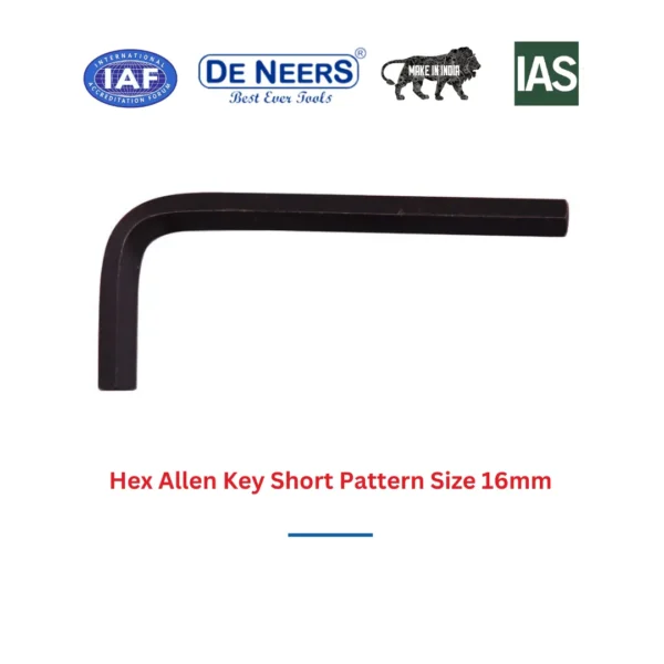 Hex Allen Key Short Pattern Size 16mm De Neers (HSN 8204) - Image 3