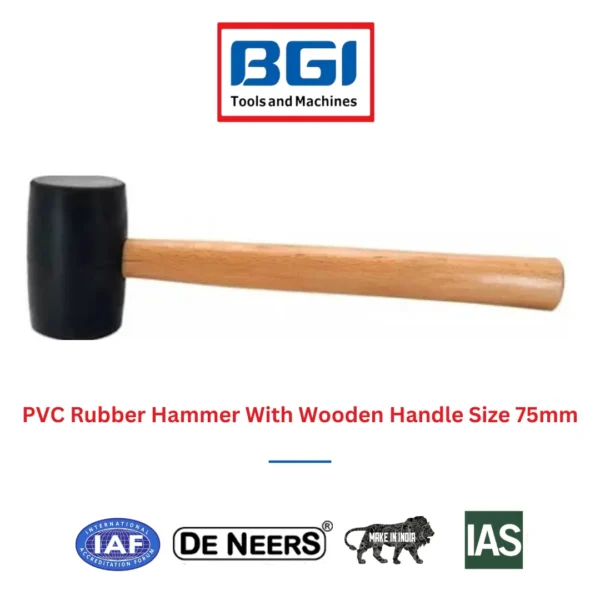 PVC Rubber Hammer With Wooden Handle Size 75mm De Neers (HSN 8205)