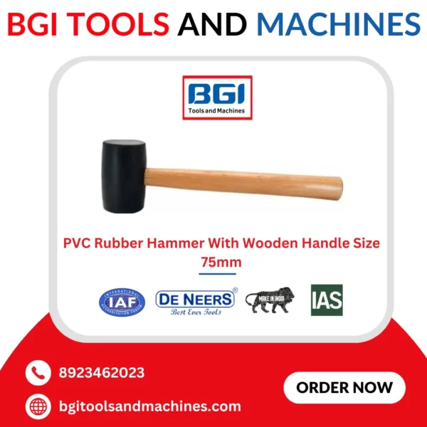 PVC Rubber Hammer With Wooden Handle Size 75mm De Neers (HSN 8205) - Image 2