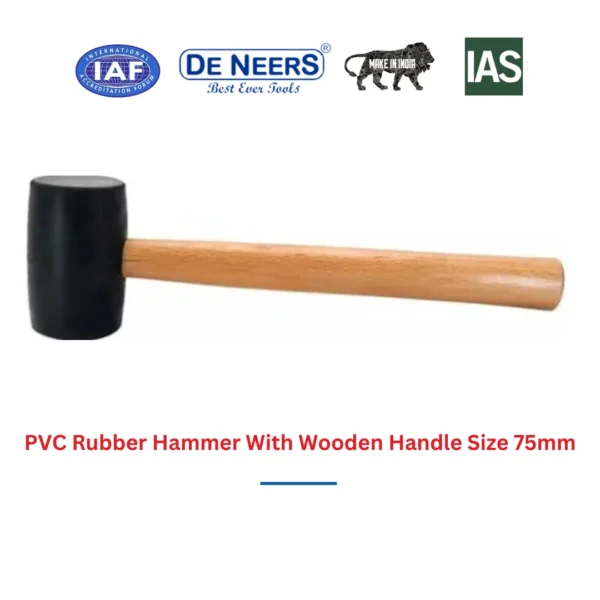 PVC Rubber Hammer With Wooden Handle Size 75mm De Neers (HSN 8205) - Image 3