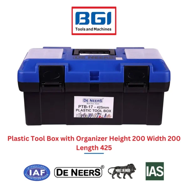 Plastic Tool Box with Organizer Height 200 Width 200 Length 425 De Neers (HSN 3923)