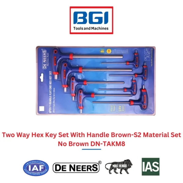 Two Way Hex Key Set With Handle Brown-S2 Material Set No Brown DN-TAKM8 De Neers (HSN 8204)