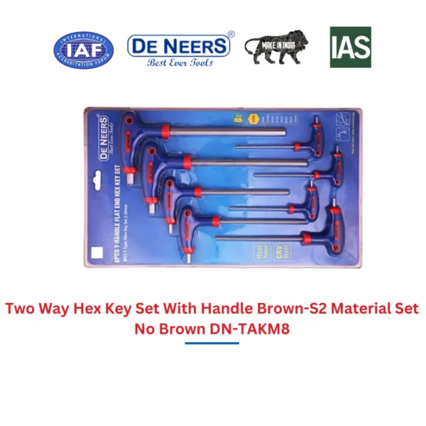 Two Way Hex Key Set With Handle Brown-S2 Material Set No Brown DN-TAKM8 De Neers (HSN 8204) - Image 3