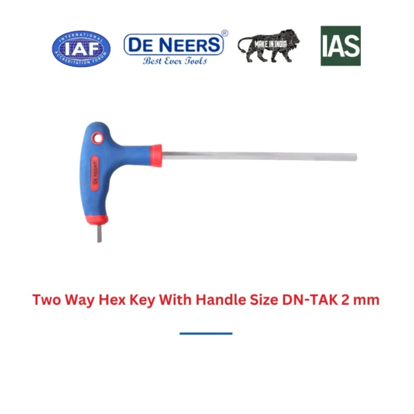 Two Way Hex Key With Handle Size DN-TAK 2 mm De Neers (HSN 8204) - Image 3