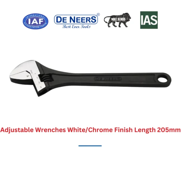 Adjustable Wrenches White Chrome Finish Length 205mm 3.webp